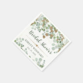 水彩ユーカリ葉ブライダルシャワー スタンダードカクテルナプキン (角)