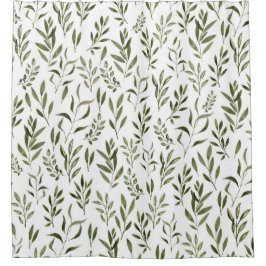 水彩ユーカリ葉図  シャワーカーテン