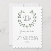 水彩ユーカリ葉枠|母の日 カード (正面)