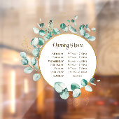 水彩ユーカリ開館時間ウィンドウにしがみつく ウィンドウサイン (シート2)