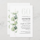 水彩ユーカリ60thバースデーパーティー 招待状 (正面/裏面)
