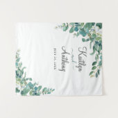 水彩ユーカリ ウェディング フォトブース タペストリー (正面(横))