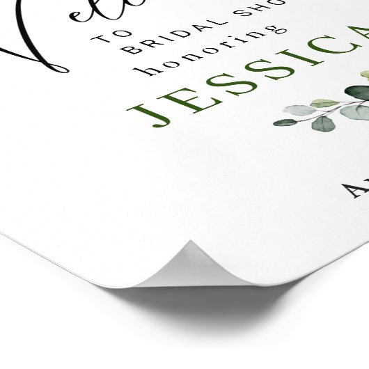 水彩ユーカリ ウェルカムサイン 結婚式前のおもてなし ポスター (角)