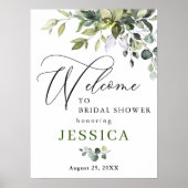 水彩ユーカリ ウェルカムサイン 結婚式前のおもてなし ポスター (正面)