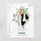 水彩ユーカリ ウッドランド グリーン サンキュー ポストカード (正面/裏面)