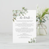 水彩ユーカリ&グリーン結婚リー詳細 エンクロージャーカード (スタンド正面)