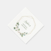 水彩ユーカリ ゴールド ジオメトリック ブライダルシャワー スタンダードカクテルナプキン (角)