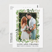 水彩ユーカリ ゴールド 結婚式 ラブ サンクス ポストカード (正面/裏面)