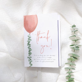 水彩ユーカリ&バルーンガールベビーシャワー サンキューカード