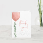 水彩ユーカリ&バルーンガールベビーシャワー サンキューカード (正面)