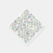 水彩ユーカリ&パープル花柄 スタンダードカクテルナプキン (角)