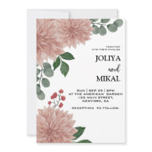 水彩ユーカリ フラワー ウェディング  招待状