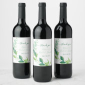 水彩ユーカリ ブライダルシャワー ギフト ワインラベル (ボトル)