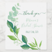 水彩ユーカリ ブライダルシャワー ギフト ワインラベル (シングルラベル)