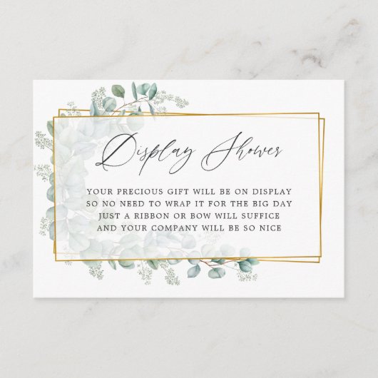 水彩ユーカリ ブライダルシャワー ディスプレイ シャワー エンクロージャーカード (正面)