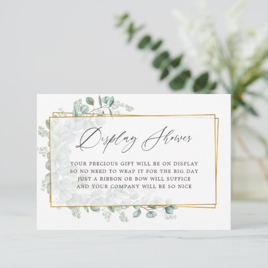 水彩ユーカリ ブライダルシャワー ディスプレイ シャワー エンクロージャーカード (スタンド正面)