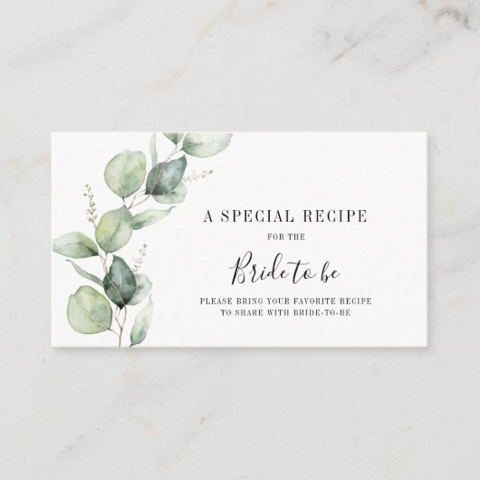 水彩ユーカリ ブライダルシャワー レシピ エンクロージャーカード (正面)