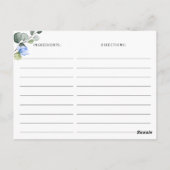 水彩ユーカリ ブライダルシャワー レシピ カード (裏面)