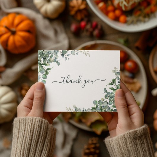 水彩ユーカリ ブライダルシャワー 感謝 ポストカード