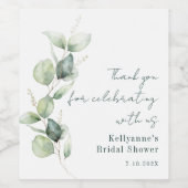 水彩ユーカリ ブライダルシャワー 感謝 ワインラベル (シングルラベル)