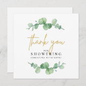 水彩ユーカリ ベビーシャワー 感謝カード (正面/裏面)