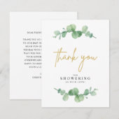 水彩ユーカリ ベビーシャワー 感謝カード (正面/裏面)