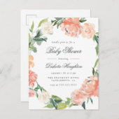 水彩ユーカリ&ペニーズ・ベビーシャワー インビテーションポストカード (正面/裏面)