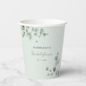 水彩ユーカリ ミニマル ブライダルシャワー 紙コップ (正面)