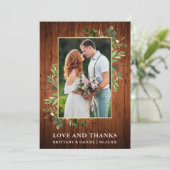 水彩ユーカリ·ラブ·アン感謝していド·ウッ結婚ドズ サンキューカード (スタンド正面)