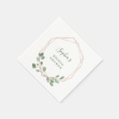 水彩ユーカリ ローズゴールド ジオ ブライズシャワー スタンダードカクテルナプキン (角)