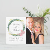 水彩ユーカリ ローズ ジオメトリック サンキューカード (スタンド正面)