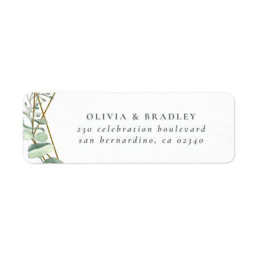 水彩ユーカリ&金ゴールド幾何学模様 ラベル (正面)