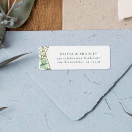 水彩ユーカリ&金ゴールド幾何学模様 ラベル