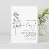 水彩ユーカリQRコード セージ ウェディング 招待状 (スタンド正面)