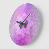 *~*水彩ヨガグリッター蝶曼荼羅 ラージ壁時計 (傾斜)