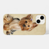 水彩ヨークシャーテリアヨークシャーテリアドッグペット iPhoneケース (裏面横)