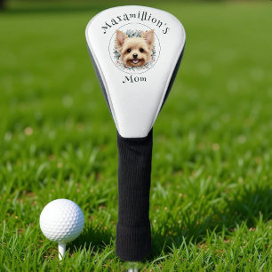 水彩ヨークシャーテリア及びフローラリース ゴルフヘッドカバー