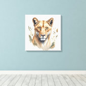 水彩ライオネス キャンバスプリント (インサイチュ (ウッドフロア))