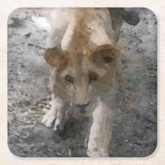 水彩ライオネス スクエアペーパーコースター