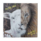 水彩ライオンと子羊のカスタマイズ可能 タイル (正面)