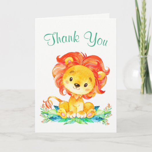 水彩ライオンの感謝カード サンキューカード (正面)