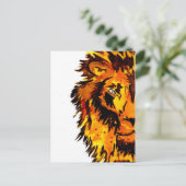 水彩ライオンハーフ顔 ポストカード (スタンド正面)