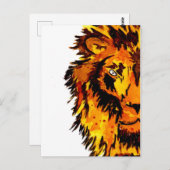水彩ライオンハーフ顔 ポストカード (正面/裏面)