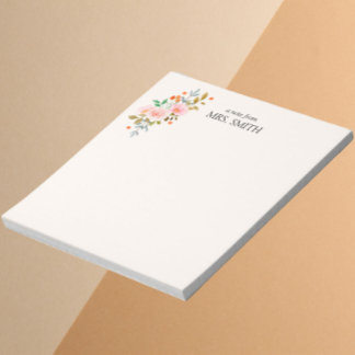 水彩ライトイエローフローラノート(先生より) ノートパッド