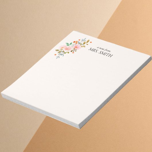 水彩ライトイエローフローラノート(先生より) ノートパッド