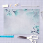 水彩ライトティール(緑がかった色)ブルーフラワーフローラデコページ 薄葉紙 (クラフト)