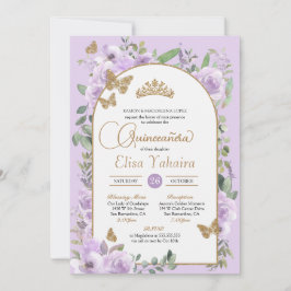 水彩ライトパープルバタフライキンセアニラ 招待状