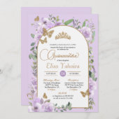 水彩ライトパープルバタフライキンセアニラ 招待状 (正面/裏面)