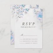 水彩ライトフレッシュブルーフローラボーホRSVPカード 出欠カード (正面/裏面)