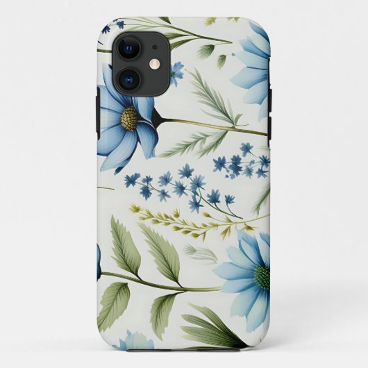水彩ライトブルーのワイルドフラワー Case-Mate iPhoneケース (裏面)